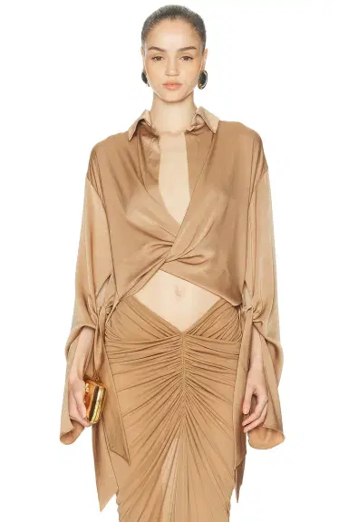 Atlein Draped Cropped Shirt | Thumbnail 1 Atlein Draped Cropped Shirt | Thumbnail 1
