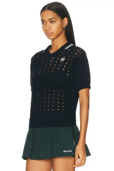 Miu Miu Crochet Polo Top | Thumbnail 2 Miu Miu Crochet Polo Top | Thumbnail 2