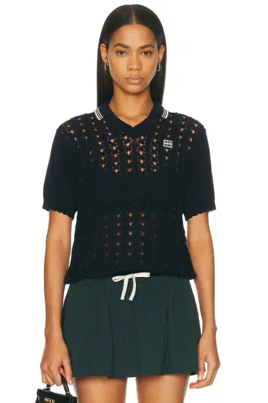Miu Miu Crochet Polo Top | Thumbnail 1 Miu Miu Crochet Polo Top | Thumbnail 1