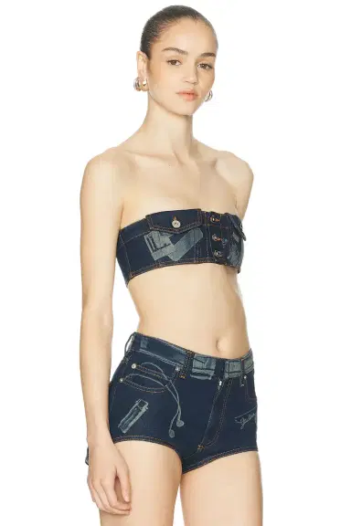 Jean Paul Gaultier Trompe L'Oeil Print Denim Bra Top | Thumbnail 2 Jean Paul Gaultier Trompe L'Oeil Print Denim Bra Top | Thumbnail 2