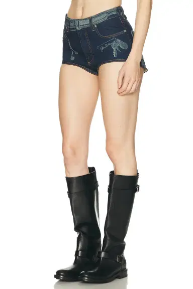 Jean Paul Gaultier Denim Trompe L'Oeil Print Mini Short | Thumbnail 3 Jean Paul Gaultier Denim Trompe L'Oeil Print Mini Short | Thumbnail 3
