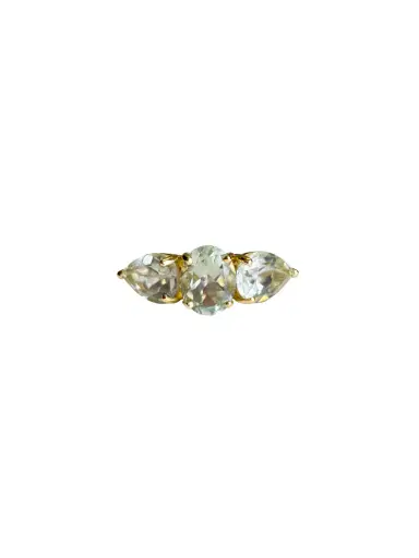 Wish Fine Jewelry 3.27ct Green Amethyst 18K Gold Three Stones Ear Cuff | Thumbnail 2 Wish Fine Jewelry 3.27ct Green Amethyst 18K Gold Three Stones Ear Cuff | Thumbnail 2