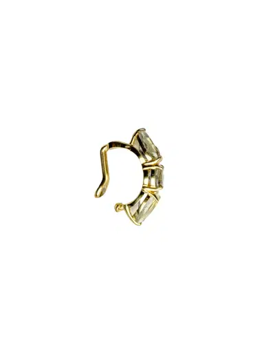 Wish Fine Jewelry 3.27ct Green Amethyst 18K Gold Three Stones Ear Cuff | Thumbnail 3 Wish Fine Jewelry 3.27ct Green Amethyst 18K Gold Three Stones Ear Cuff | Thumbnail 3