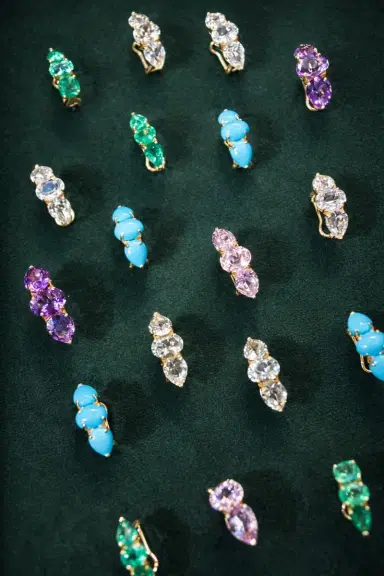 Wish Fine Jewelry 3.27ct Green Amethyst 18K Gold Three Stones Ear Cuff | Thumbnail 4 Wish Fine Jewelry 3.27ct Green Amethyst 18K Gold Three Stones Ear Cuff | Thumbnail 4