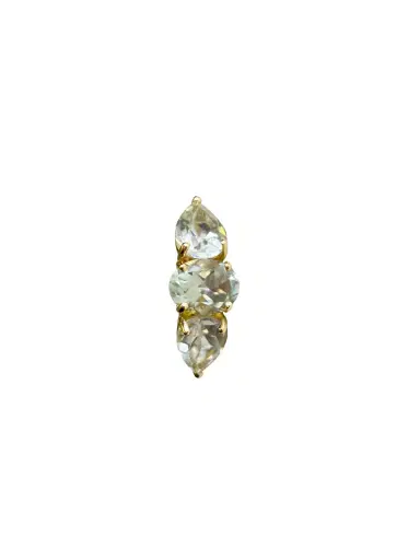 Wish Fine Jewelry 3.27ct Green Amethyst 18K Gold Three Stones Ear Cuff | Thumbnail 1 Wish Fine Jewelry 3.27ct Green Amethyst 18K Gold Three Stones Ear Cuff | Thumbnail 1