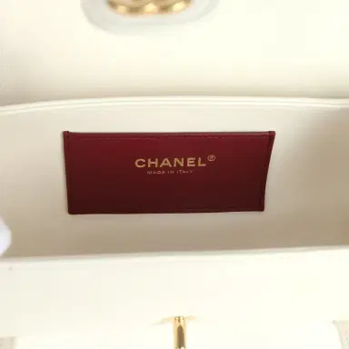 Chanel Chanel Preppy Coco Bowling Bag White Shiny Caviar Brushed Gold Hardware | Thumbnail 9 Chanel Chanel Preppy Coco Bowling Bag White Shiny Caviar Brushed Gold Hardware | Thumbnail 9