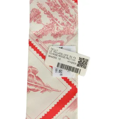 HERMÈS Hermes "Le Philateliste Du Faubourg" Rose and Rouge Multi Silk Twilly Pair | Thumbnail 3 HERMÈS Hermes "Le Philateliste Du Faubourg" Rose and Rouge Multi Silk Twilly Pair | Thumbnail 3