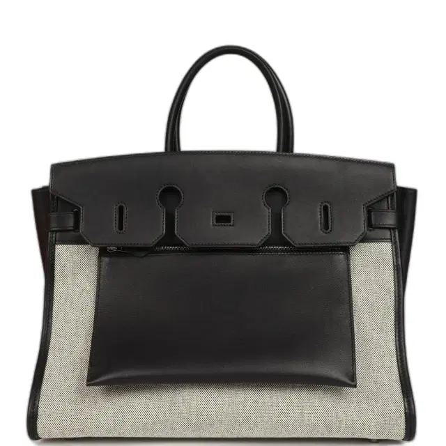 Hermes Birkin 35 A L'Envers Black-Ecru Toile H Canvas and Black Volupto Palladium Hardware Hermes Birkin 35 A L'Envers Black-Ecru Toile H Canvas and Black Volupto Palladium Hardware