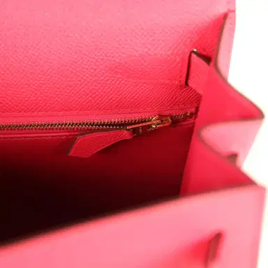 HERMÈS Pre-owned Hermes Kelly Sellier 28 Rose Extreme Epsom Gold Hardware | Thumbnail 9 HERMÈS Pre-owned Hermes Kelly Sellier 28 Rose Extreme Epsom Gold Hardware | Thumbnail 9