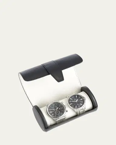 Royce New York Personalized Suede-Lined Leather Double Watch Roll | Thumbnail 2 Royce New York Personalized Suede-Lined Leather Double Watch Roll | Thumbnail 2