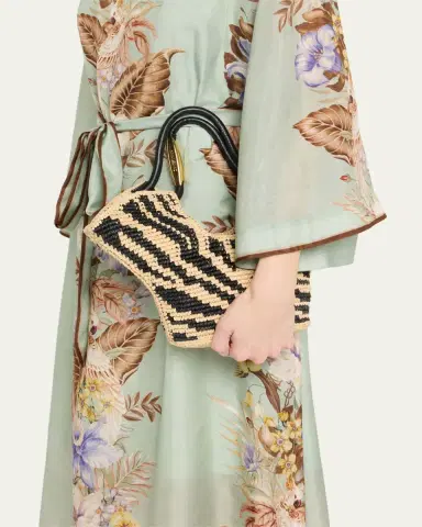 Zimmermann Goldentime Zebra Raffia Small Tote Bag | Thumbnail 2 Zimmermann Goldentime Zebra Raffia Small Tote Bag | Thumbnail 2