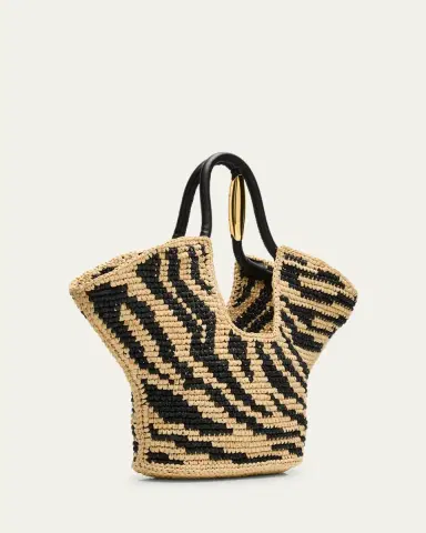 Zimmermann Goldentime Zebra Raffia Small Tote Bag | Thumbnail 3 Zimmermann Goldentime Zebra Raffia Small Tote Bag | Thumbnail 3