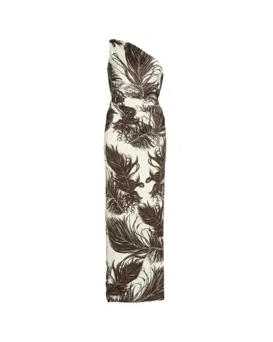 Oscar de la Renta Feather-Print One-Shoulder Sleeveless Gown | Thumbnail 1 Oscar de la Renta Feather-Print One-Shoulder Sleeveless Gown | Thumbnail 1