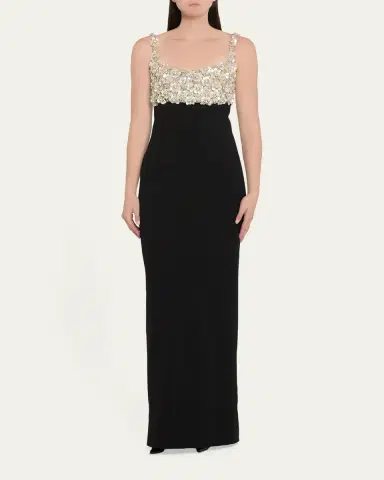 Oscar de la Renta Pearly Embroidered Bustier Column Gown | Thumbnail 2 Oscar de la Renta Pearly Embroidered Bustier Column Gown | Thumbnail 2