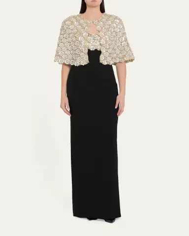 Oscar de la Renta Pearly Embroidered Bustier Column Gown | Thumbnail 4 Oscar de la Renta Pearly Embroidered Bustier Column Gown | Thumbnail 4