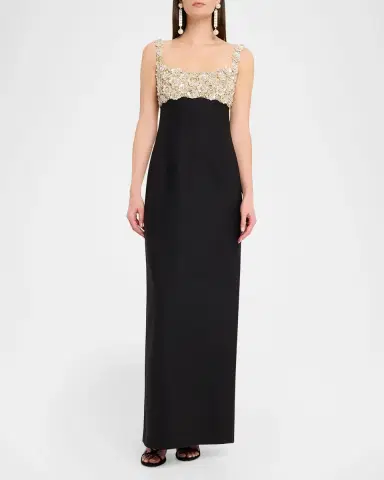 Oscar de la Renta Pearly Embroidered Bustier Column Gown | Thumbnail 6 Oscar de la Renta Pearly Embroidered Bustier Column Gown | Thumbnail 6