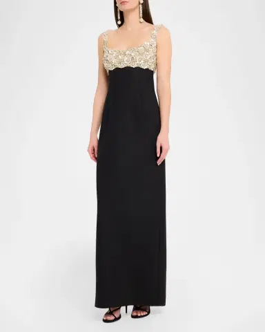 Oscar de la Renta Pearly Embroidered Bustier Column Gown | Thumbnail 8 Oscar de la Renta Pearly Embroidered Bustier Column Gown | Thumbnail 8