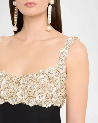 Oscar de la Renta Pearly Embroidered Bustier Column Gown | Thumbnail 9 Oscar de la Renta Pearly Embroidered Bustier Column Gown | Thumbnail 9