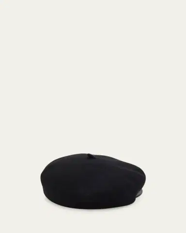 Valentino Garavani Men's VLogo Wool Beret with Calfskin Brim | Thumbnail 5 Valentino Garavani Men's VLogo Wool Beret with Calfskin Brim | Thumbnail 5