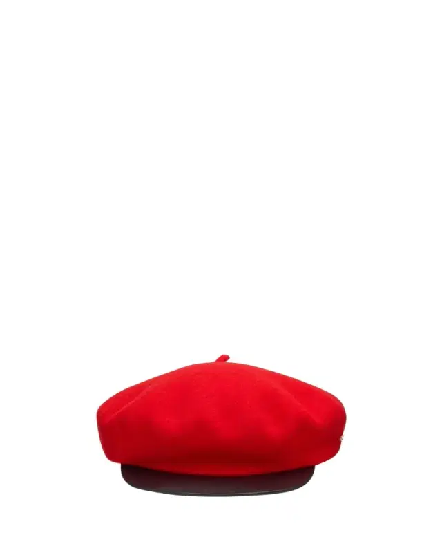 Men's VLogo Wool Beret with Calfskin Brim Men's VLogo Wool Beret with Calfskin Brim