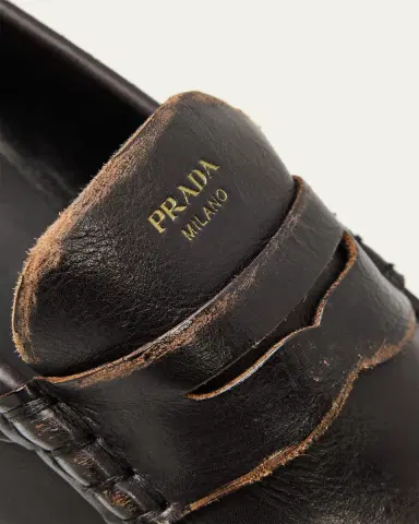 Prada Distressed Leather Loafers | Thumbnail 3 Prada Distressed Leather Loafers | Thumbnail 3