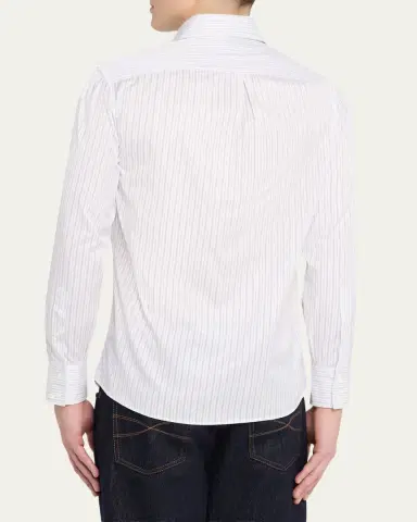 Brunello Cucinelli en's Cotton ulti-Stripe Button-Down Shirt | Thumbnail 3 Brunello Cucinelli en's Cotton ulti-Stripe Button-Down Shirt | Thumbnail 3