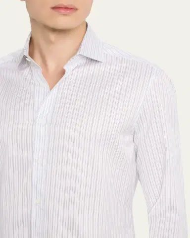 Brunello Cucinelli en's Cotton ulti-Stripe Button-Down Shirt | Thumbnail 5 Brunello Cucinelli en's Cotton ulti-Stripe Button-Down Shirt | Thumbnail 5