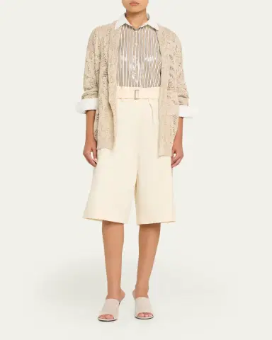 Brunello Cucinelli Linen-Cotton Paillette Wrap Cardigan | Thumbnail 2 Brunello Cucinelli Linen-Cotton Paillette Wrap Cardigan | Thumbnail 2