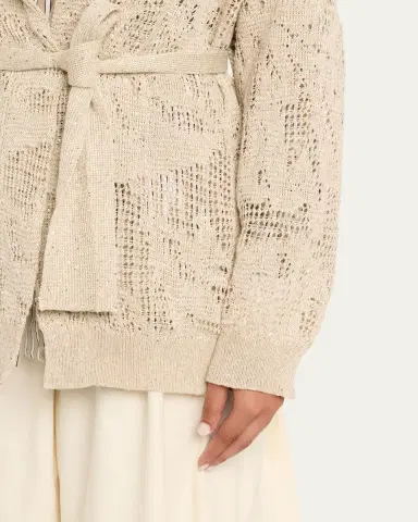 Brunello Cucinelli Linen-Cotton Paillette Wrap Cardigan | Thumbnail 5 Brunello Cucinelli Linen-Cotton Paillette Wrap Cardigan | Thumbnail 5