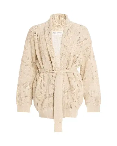 Brunello Cucinelli Linen-Cotton Paillette Wrap Cardigan | Thumbnail 1 Brunello Cucinelli Linen-Cotton Paillette Wrap Cardigan | Thumbnail 1