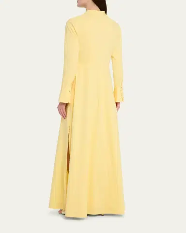 Oscar de la Renta Long-Sleeve Chine Cyclamen Poplin Maxi Shirtdress | Thumbnail 3 Oscar de la Renta Long-Sleeve Chine Cyclamen Poplin Maxi Shirtdress | Thumbnail 3
