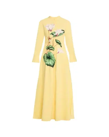 Oscar de la Renta Long-Sleeve Chine Cyclamen Poplin Maxi Shirtdress | Thumbnail 1 Oscar de la Renta Long-Sleeve Chine Cyclamen Poplin Maxi Shirtdress | Thumbnail 1