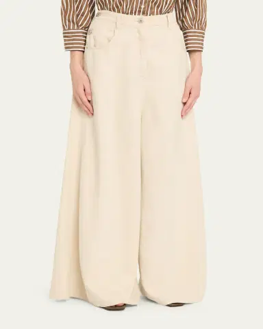 Brunello Cucinelli Garment Dyed Twill Maxi Wide-Leg Jeans | Thumbnail 4 Brunello Cucinelli Garment Dyed Twill Maxi Wide-Leg Jeans | Thumbnail 4