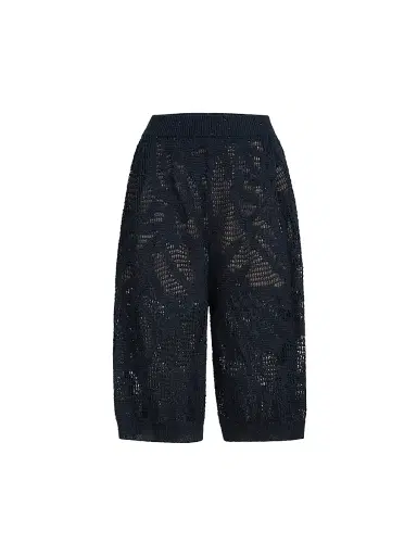 Brunello Cucinelli Women's Dazzling Water Lillies Bermuda Shorts in Linen and Cotton - Blue | Thumbnail 1 Brunello Cucinelli Women's Dazzling Water Lillies Bermuda Shorts in Linen and Cotton - Blue | Thumbnail 1
