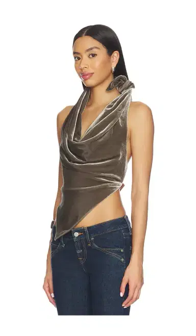 Monse Velvet Leather Strap Halter Top | Thumbnail 2 Monse Velvet Leather Strap Halter Top | Thumbnail 2