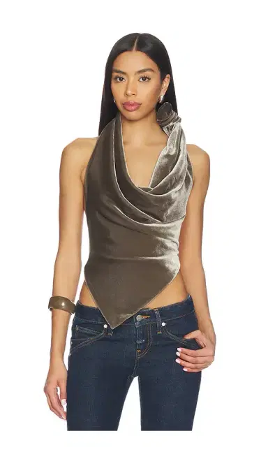 Monse Velvet Leather Strap Halter Top | Thumbnail 1 Monse Velvet Leather Strap Halter Top | Thumbnail 1