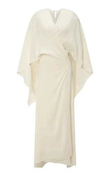 Marmar Halim Cape-Detailed Georgette Wrap Midi Dress | Thumbnail 1 Marmar Halim Cape-Detailed Georgette Wrap Midi Dress | Thumbnail 1