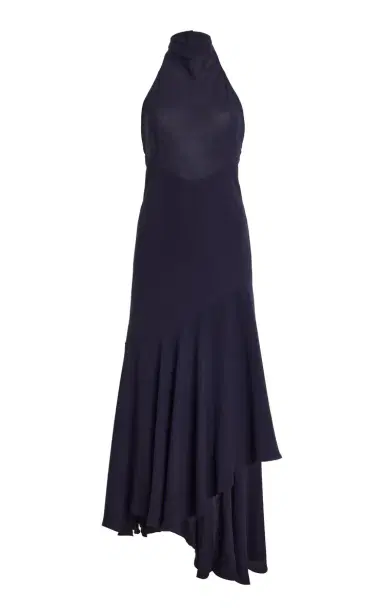 ALAÏA Open Back Asymmetric Georgette Maxi Dress | Thumbnail 1 ALAÏA Open Back Asymmetric Georgette Maxi Dress | Thumbnail 1