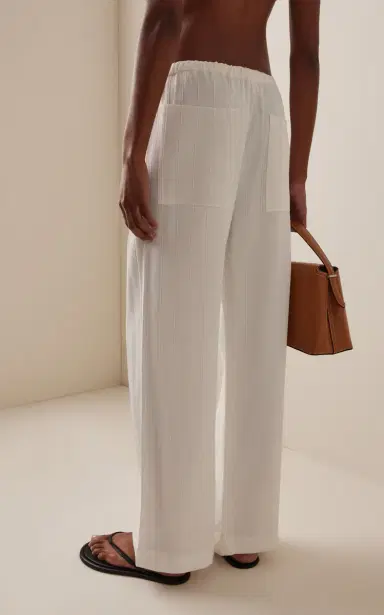 TOTEME Woven Stripe Drawstring Trousers | Thumbnail 4 TOTEME Woven Stripe Drawstring Trousers | Thumbnail 4