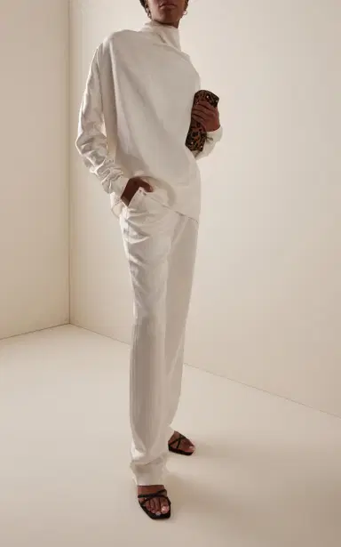 Toteme Raw-Hem Crepe Straight-Leg Pants | Thumbnail 2 Toteme Raw-Hem Crepe Straight-Leg Pants | Thumbnail 2