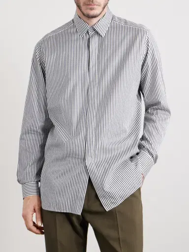 Tom Ford Striped Cotton and Silk-Blend Poplin Shirt - Men | Thumbnail 3 Tom Ford Striped Cotton and Silk-Blend Poplin Shirt - Men | Thumbnail 3