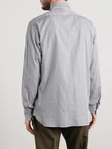 Tom Ford Striped Cotton and Silk-Blend Poplin Shirt - Men | Thumbnail 4 Tom Ford Striped Cotton and Silk-Blend Poplin Shirt - Men | Thumbnail 4