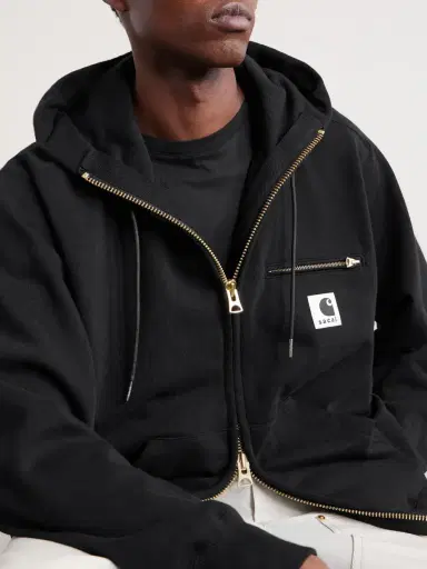 Sacai Carhartt WIP Logo-Appliquéd Cotton-Jersey Zip-Up Hoodie - Men | Thumbnail 5 Sacai Carhartt WIP Logo-Appliquéd Cotton-Jersey Zip-Up Hoodie - Men | Thumbnail 5