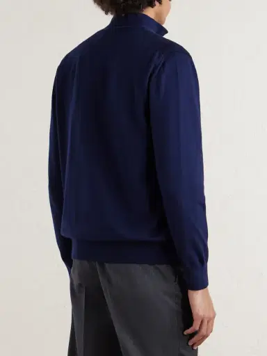 Canali Honeycomb-Knit Cotton Half-Zip Sweater - Men | Thumbnail 4 Canali Honeycomb-Knit Cotton Half-Zip Sweater - Men | Thumbnail 4