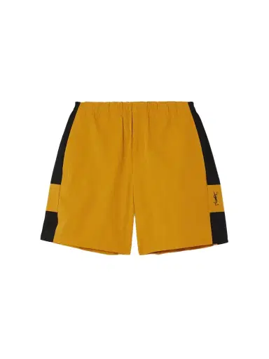 Saint Laurent Embroidered Two-tone Cotton-twill Shorts | Thumbnail 1 Saint Laurent Embroidered Two-tone Cotton-twill Shorts | Thumbnail 1