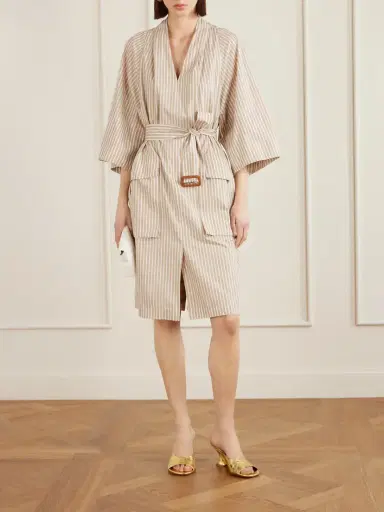 Dries Van Noten Belted Striped Cotton Midi Dress | Thumbnail 2 Dries Van Noten Belted Striped Cotton Midi Dress | Thumbnail 2