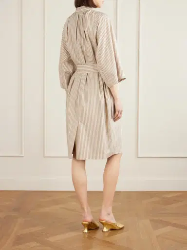 Dries Van Noten Belted Striped Cotton Midi Dress | Thumbnail 3 Dries Van Noten Belted Striped Cotton Midi Dress | Thumbnail 3