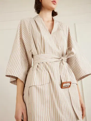 Dries Van Noten Belted Striped Cotton Midi Dress | Thumbnail 4 Dries Van Noten Belted Striped Cotton Midi Dress | Thumbnail 4