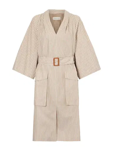 Dries Van Noten Belted Striped Cotton Midi Dress | Thumbnail 1 Dries Van Noten Belted Striped Cotton Midi Dress | Thumbnail 1