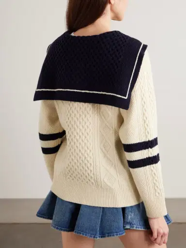 Sea Maren Embroidered Cable-knit Wool Cardigan | Thumbnail 3 Sea Maren Embroidered Cable-knit Wool Cardigan | Thumbnail 3